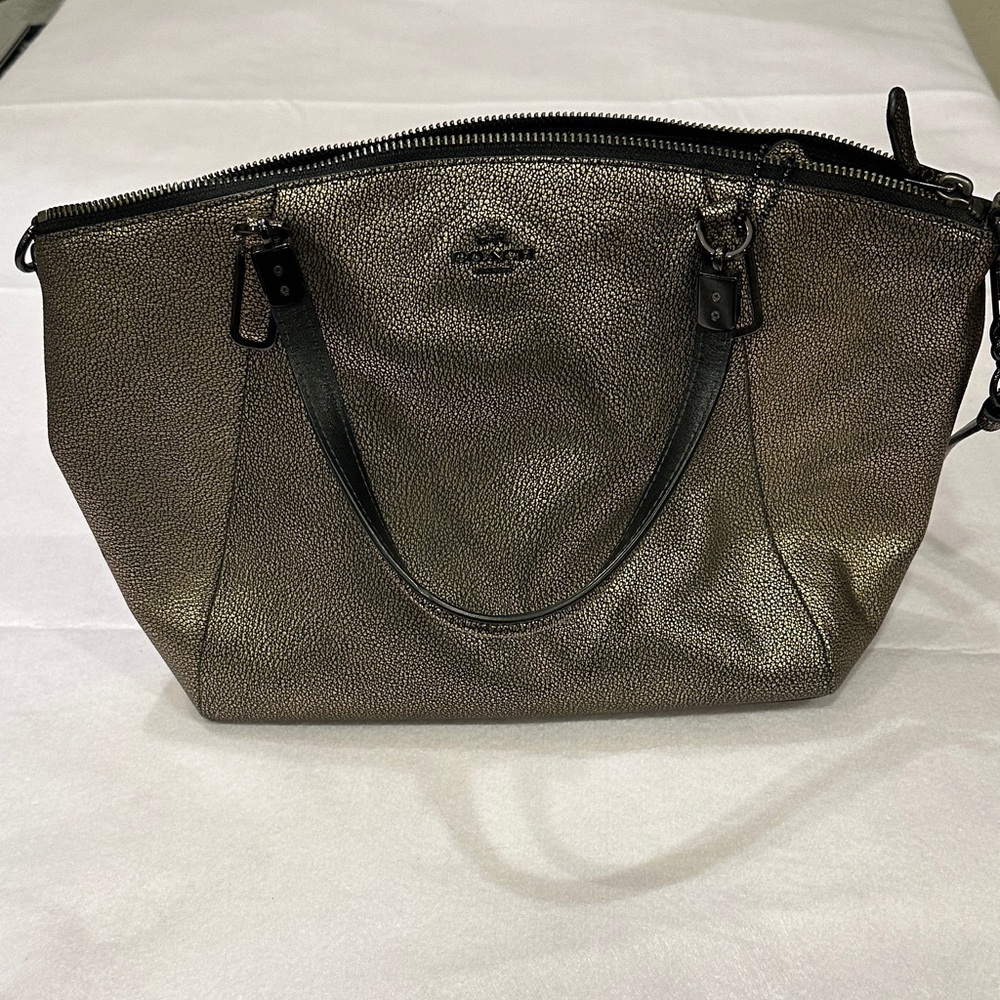 Coach Gold Metallic Shoulder Bag Mini Kelsey Satchel